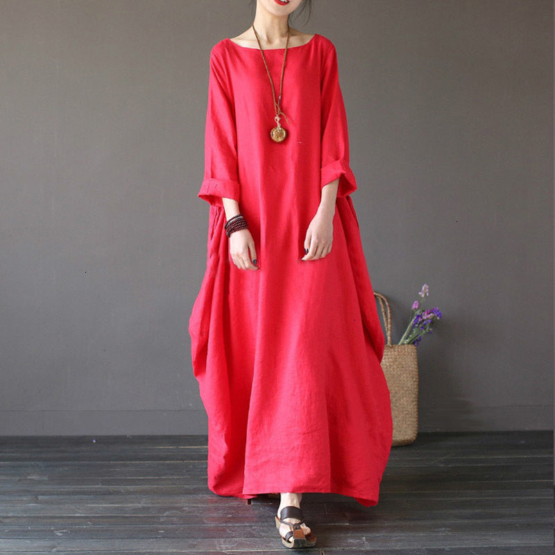 Mustique Maxi Linen Style Dress