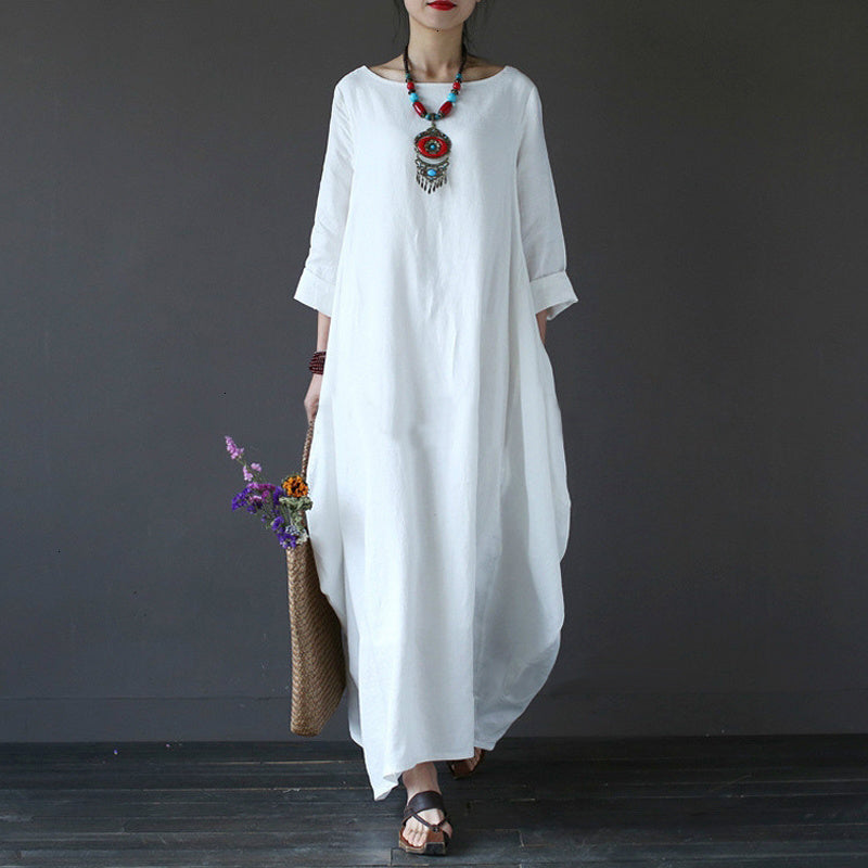 Mustique Maxi Linen Style Dress