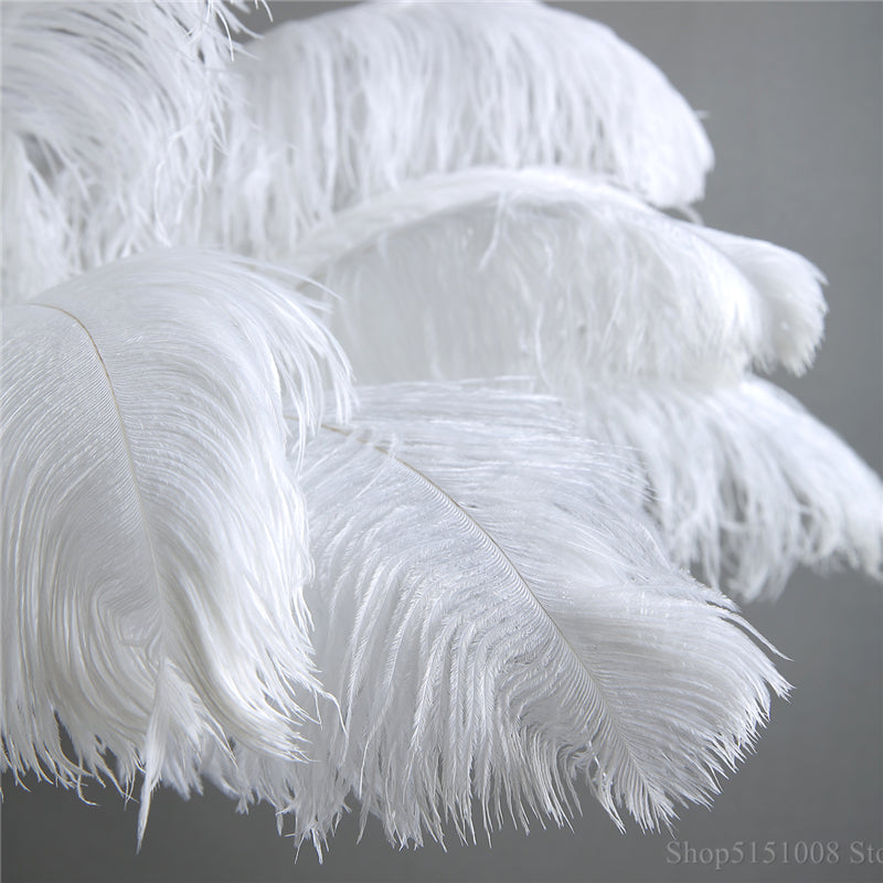 Roaring Ostrich Feather Palm Tree Table Lamp