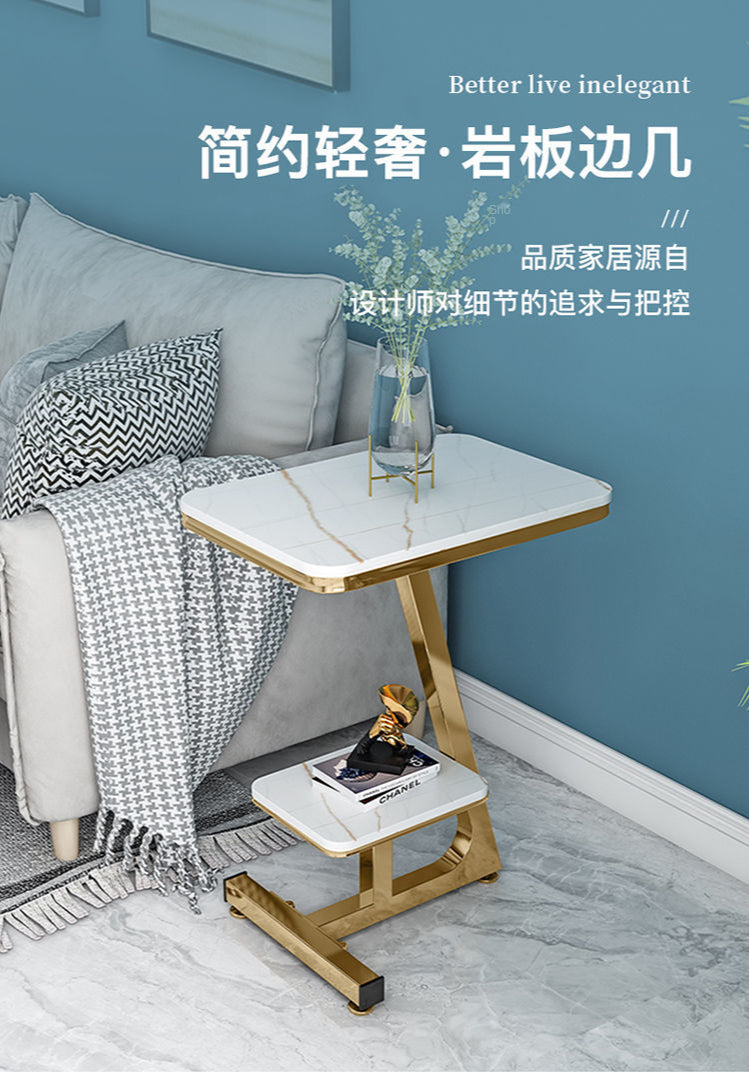 Tier Side Table Luxury Marble Coffee Table