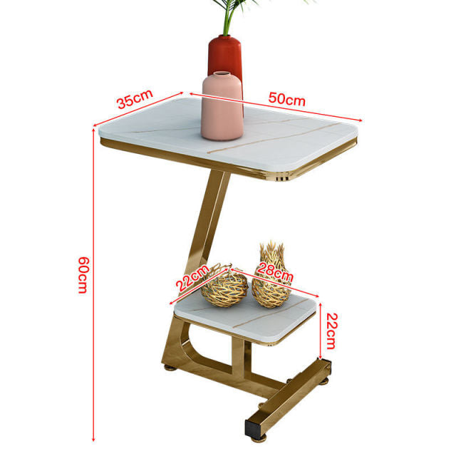 Tier Side Table Luxury Marble Coffee Table