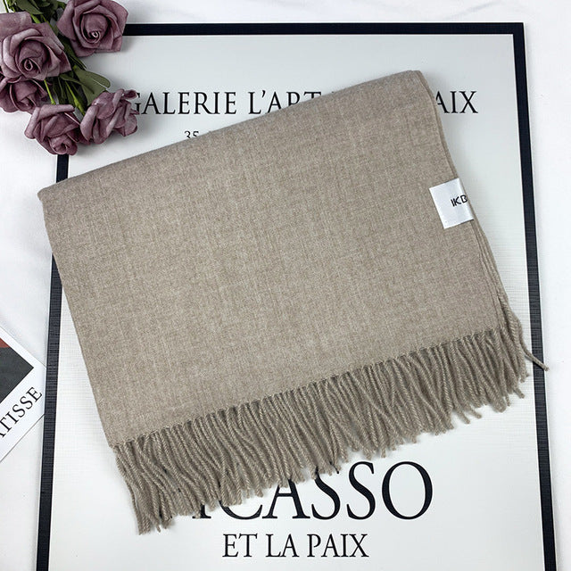 Pashmina Wool Shawl With Fringe