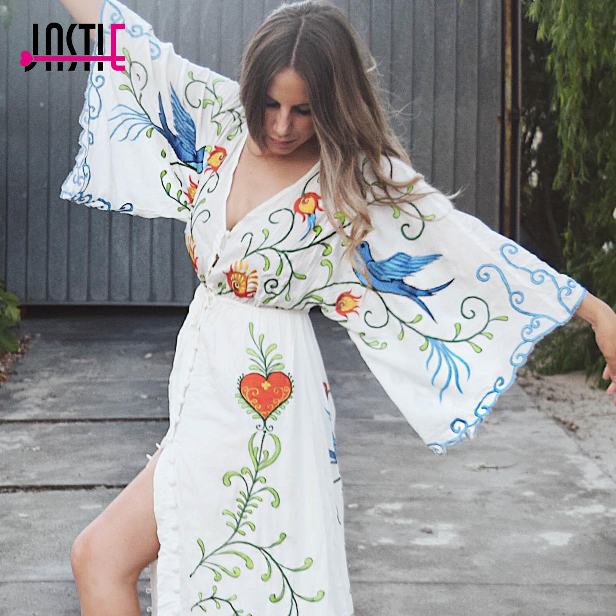 Jastie Embroidered Women Maxi Dress