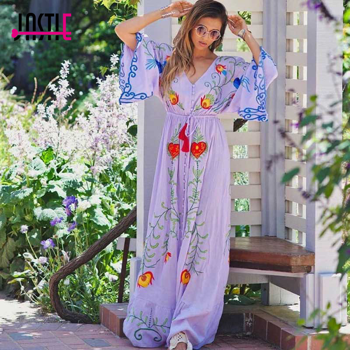 Jastie Embroidered Women Maxi Dress