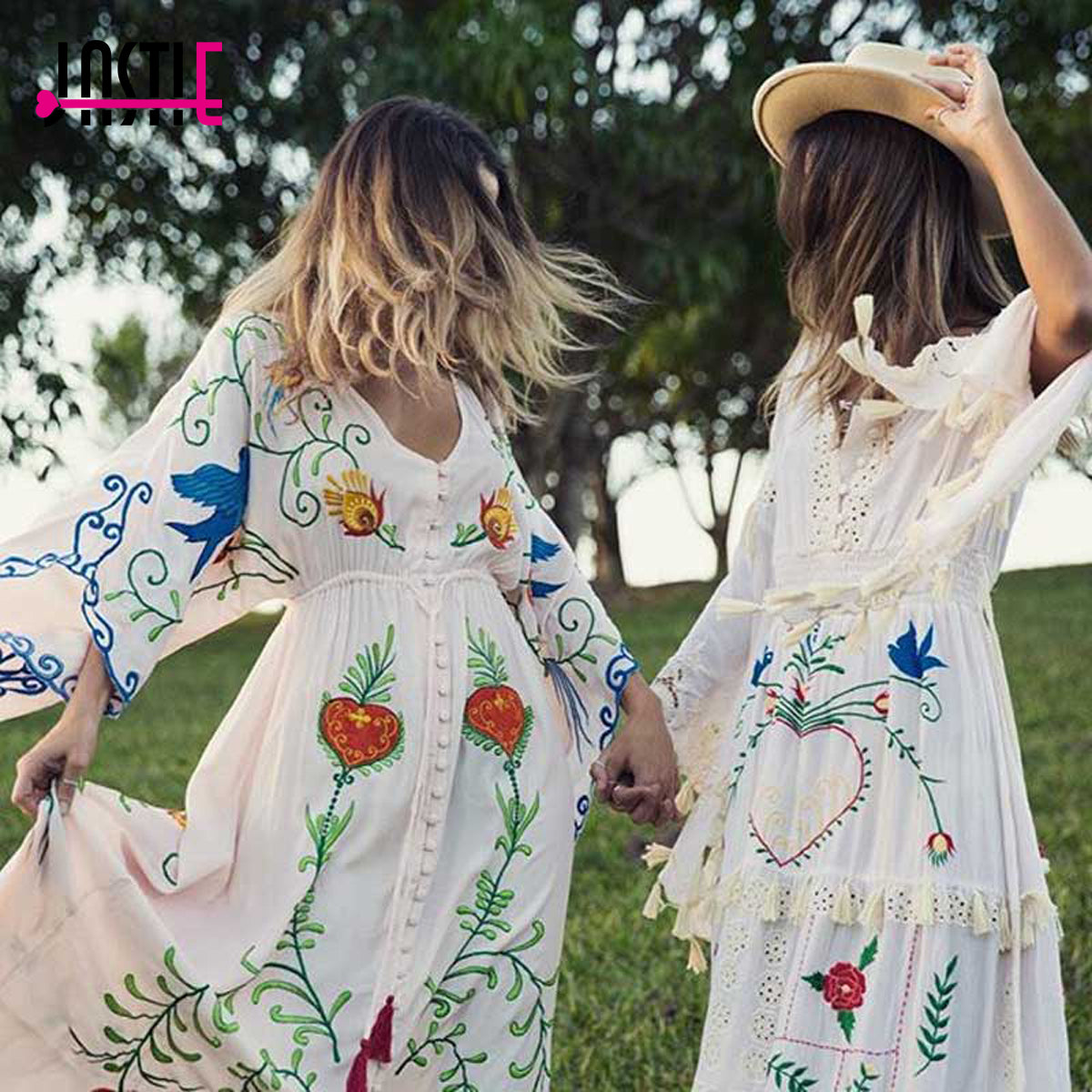 Jastie Embroidered Women Maxi Dress