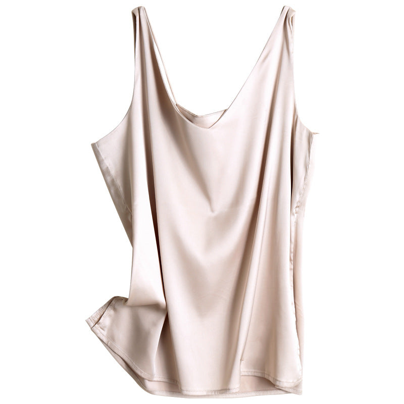 Safari Faux Silk Cami Sleeveless Satin Tank Top