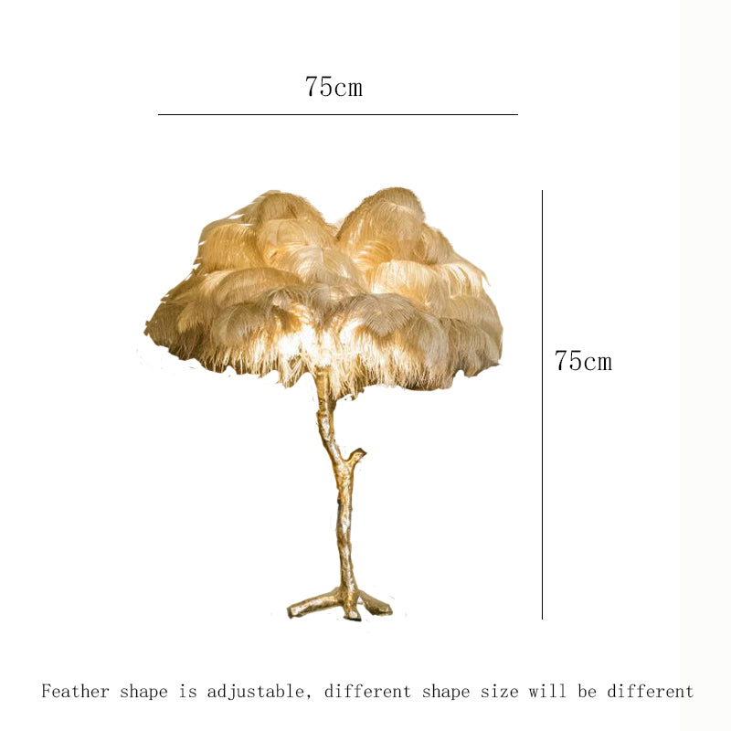 Roaring Ostrich Feather Palm Tree Table Lamp