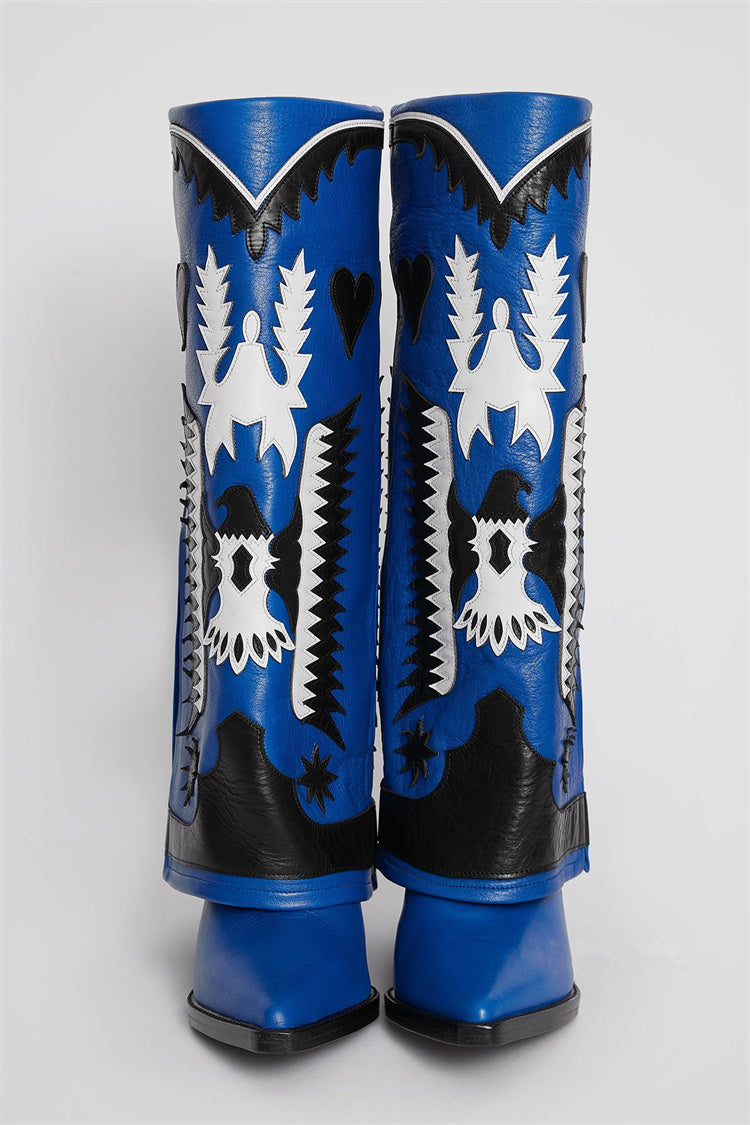 Totem Embroidery Cowboy Boots