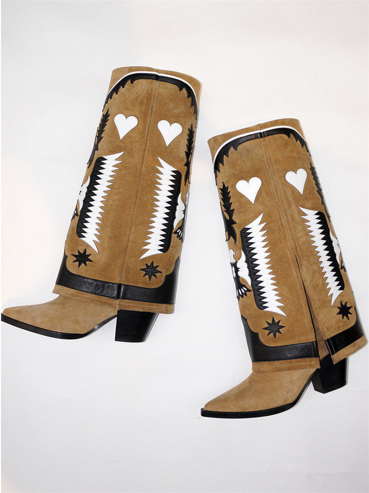 Totem Embroidery Cowboy Boots