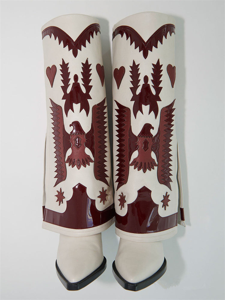 Totem Embroidery Cowboy Boots