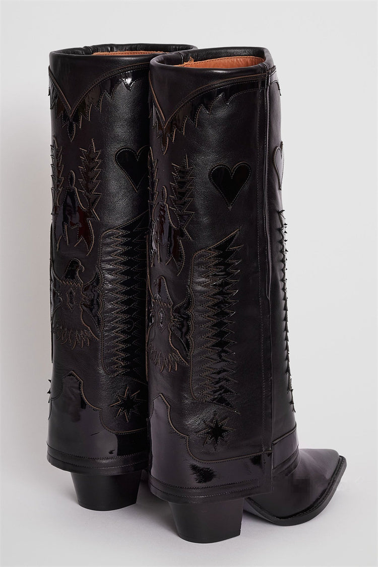 Totem Embroidery Cowboy Boots