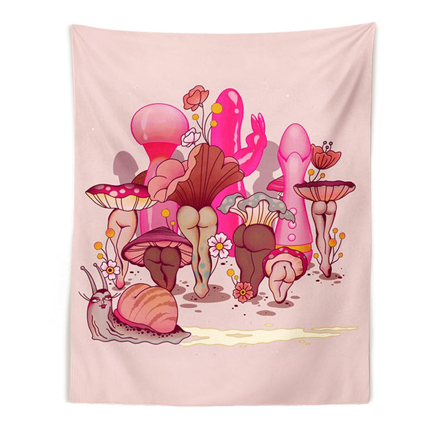 Botanical Mushroom Women Tapestry Wall Hang