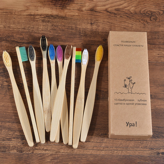 Eco Fresh 10pc Natural Bamboo Tooth Brushes