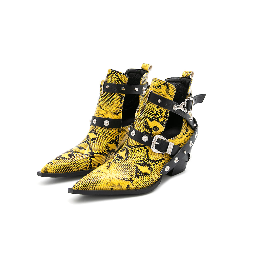 Snakeskin Motorcycle Western Cowboy Boots