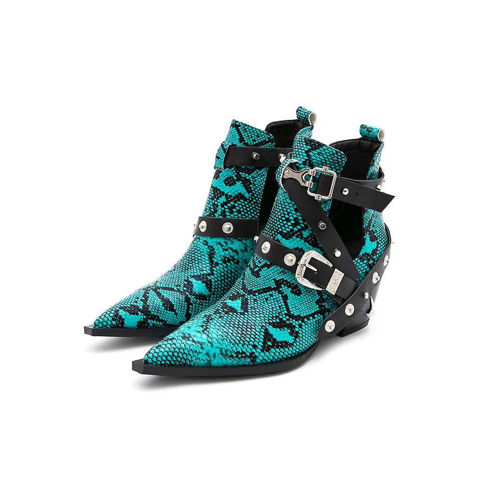 Snakeskin Motorcycle Western Cowboy Boots