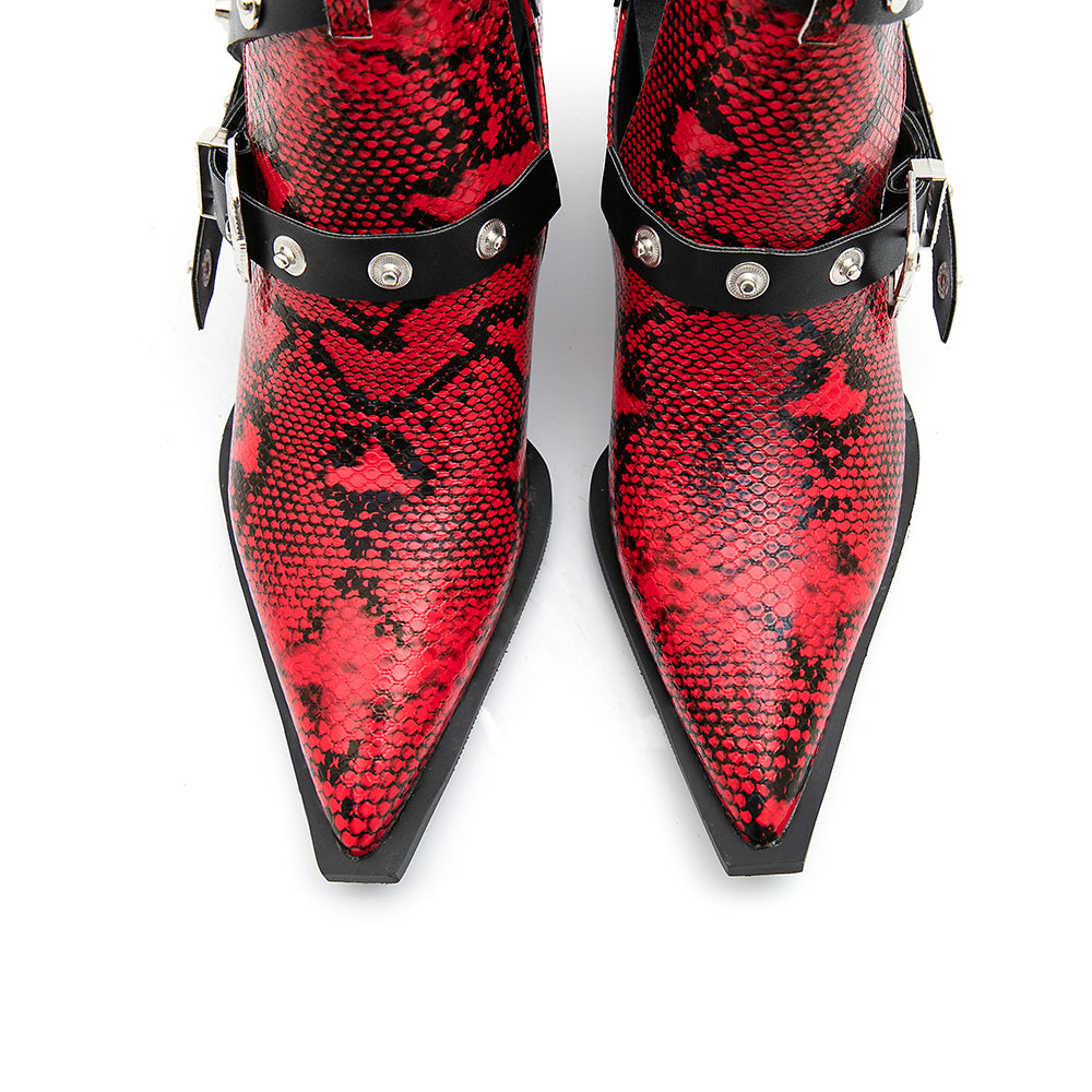 Snakeskin Motorcycle Western Cowboy Boots