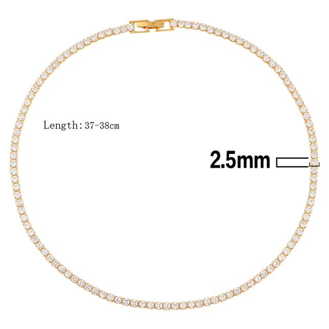 Romantic Crystal 14k Gold Chains Choker Necklaces and Bracelet