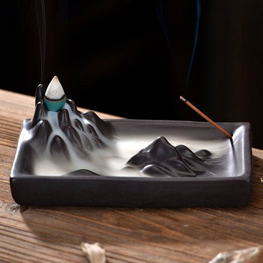 Mountain Backflow Incense Burner Desk Zen