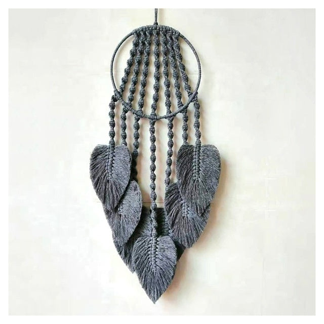 Feather Leaf Macrame Hoop Dream Catcher