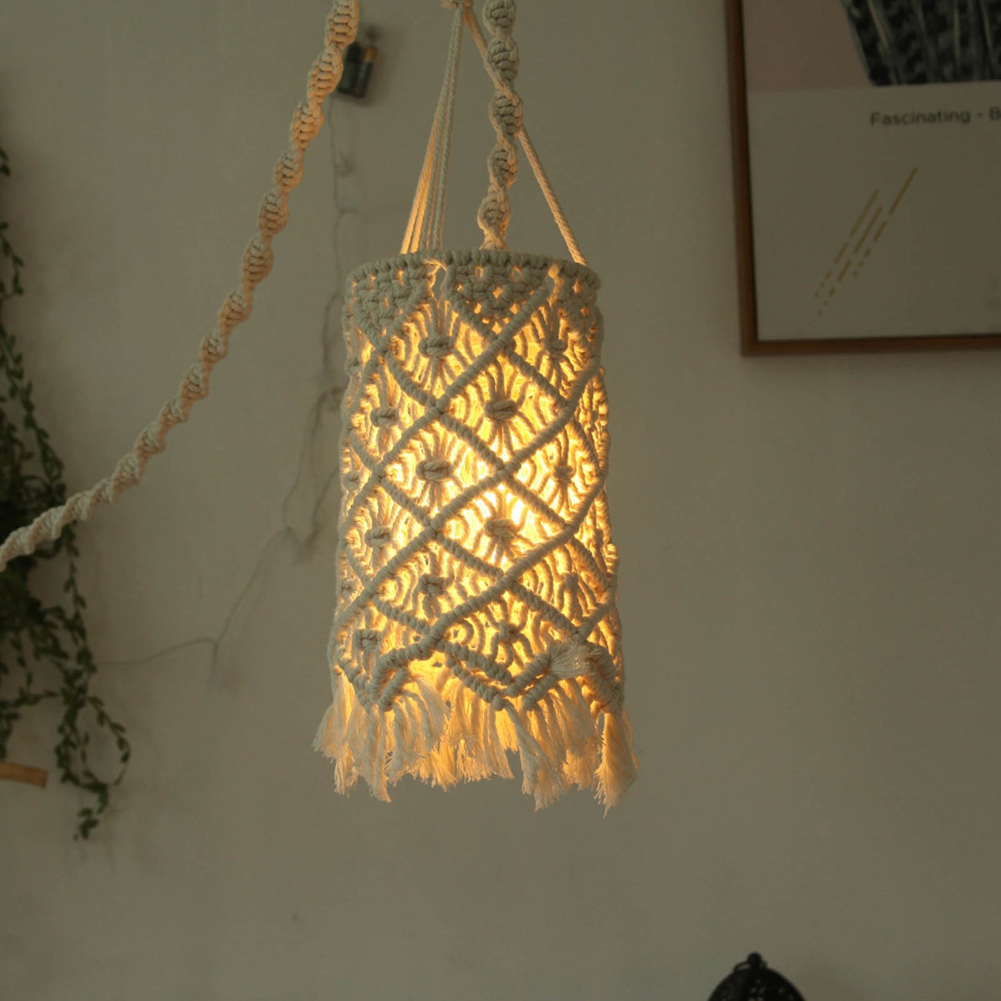 Whimsy Hand-Knit Cream Macrame Lampshades