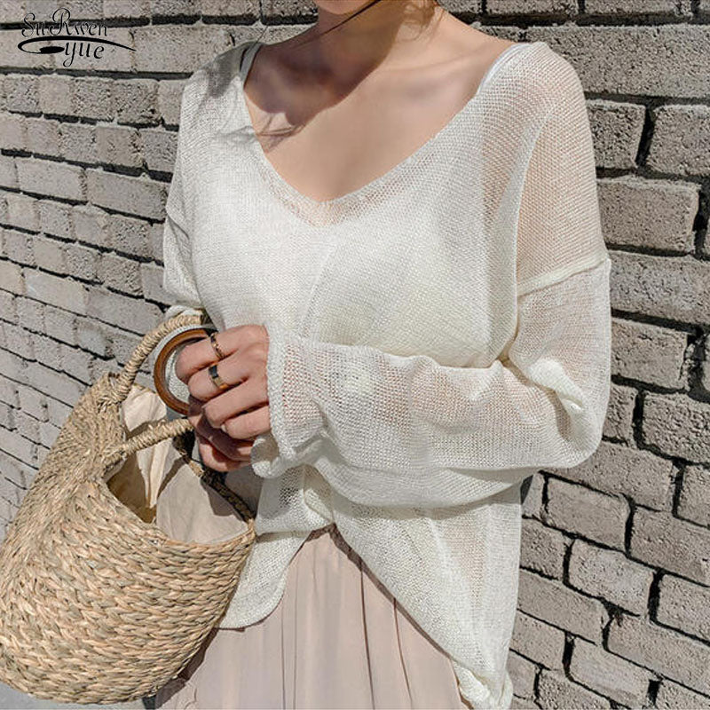 Meadow Thin Blouse V-neck Pullover