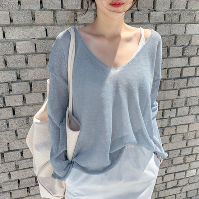 Meadow Thin Blouse V-neck Pullover