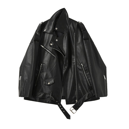 Boxy Moto Vegan Faux Leather Jackets