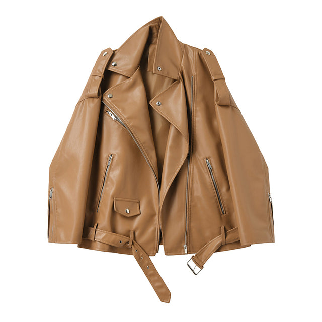 Boxy Moto Vegan Faux Leather Jackets