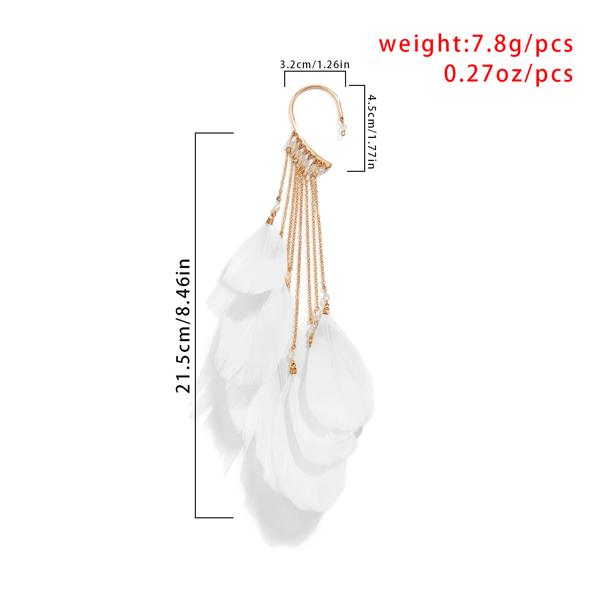 MAGNA Long Feather Tassel Ear Cuff Jewelry