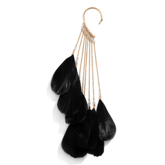 MAGNA Long Feather Tassel Ear Cuff Jewelry