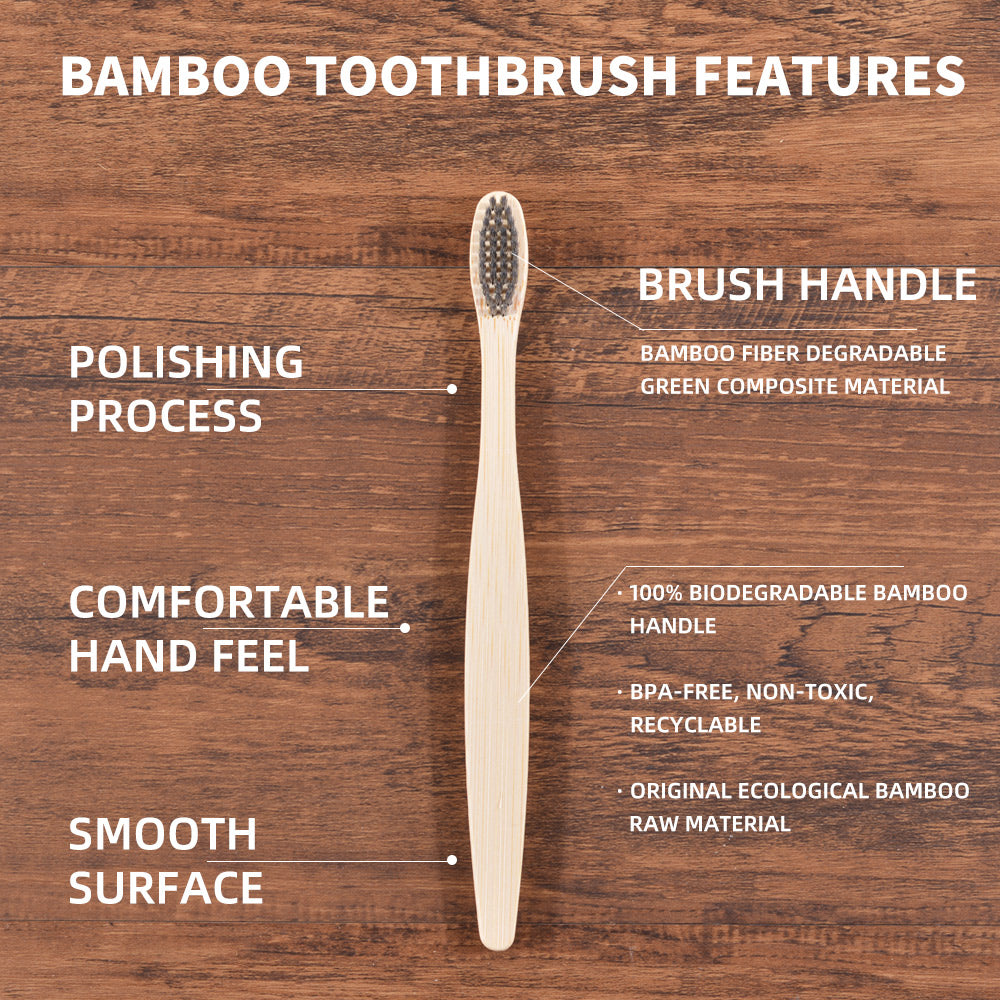 Eco Fresh 10pc Natural Bamboo Tooth Brushes