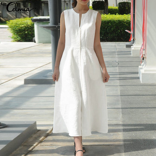 Architectural Summer Linen Style Dress