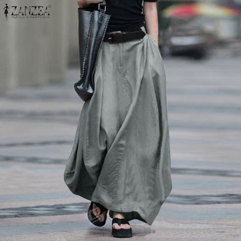 ZANZEA High Waist Solid Skirt