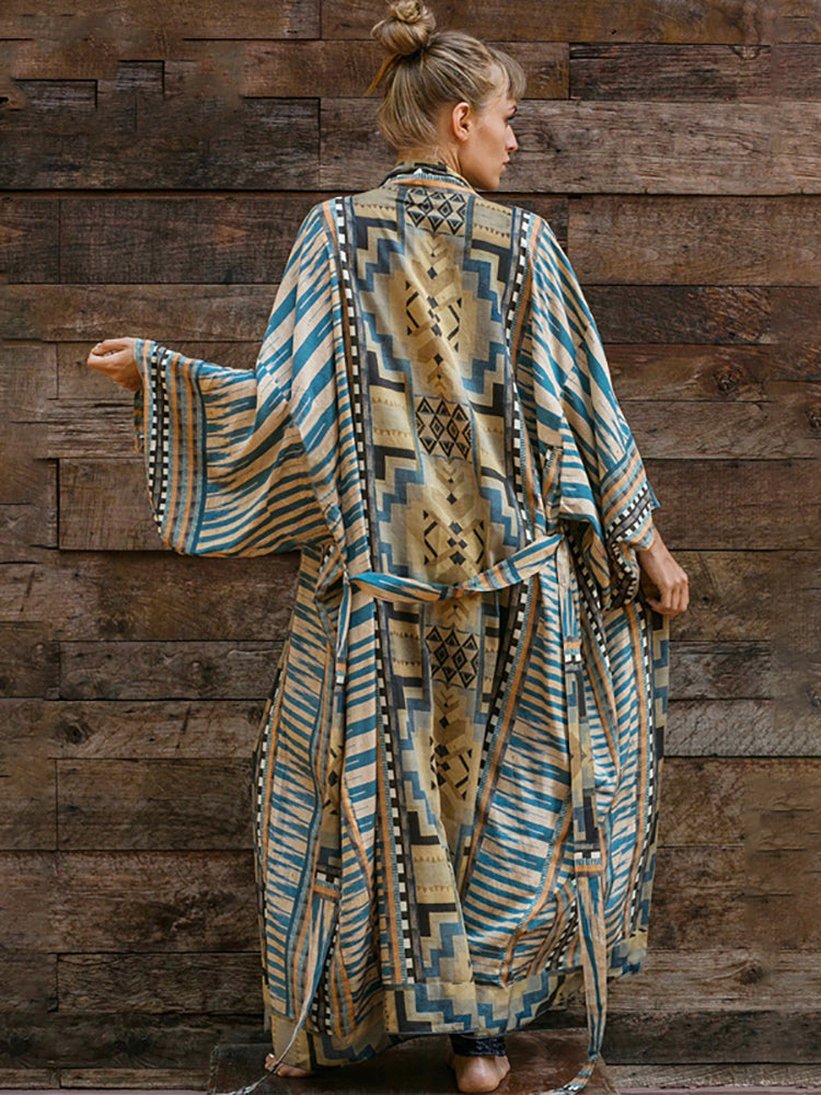 Fitshinling Vintage Geometric Beach Kimono