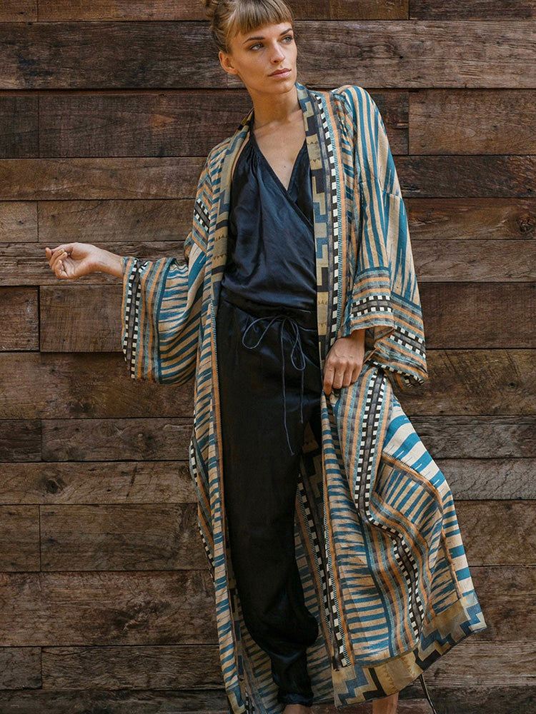 Fitshinling Vintage Geometric Beach Kimono