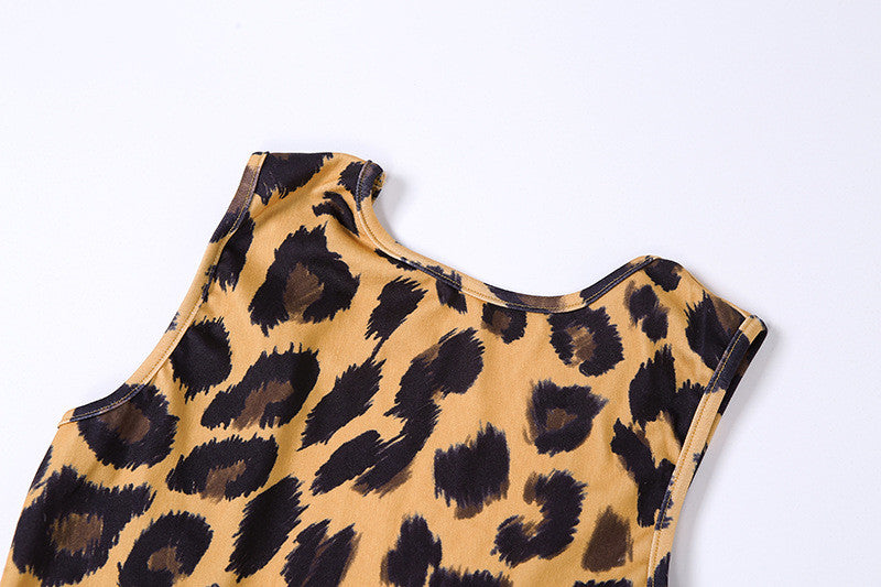 Ahagaga Leopard Print Bodycon Dress