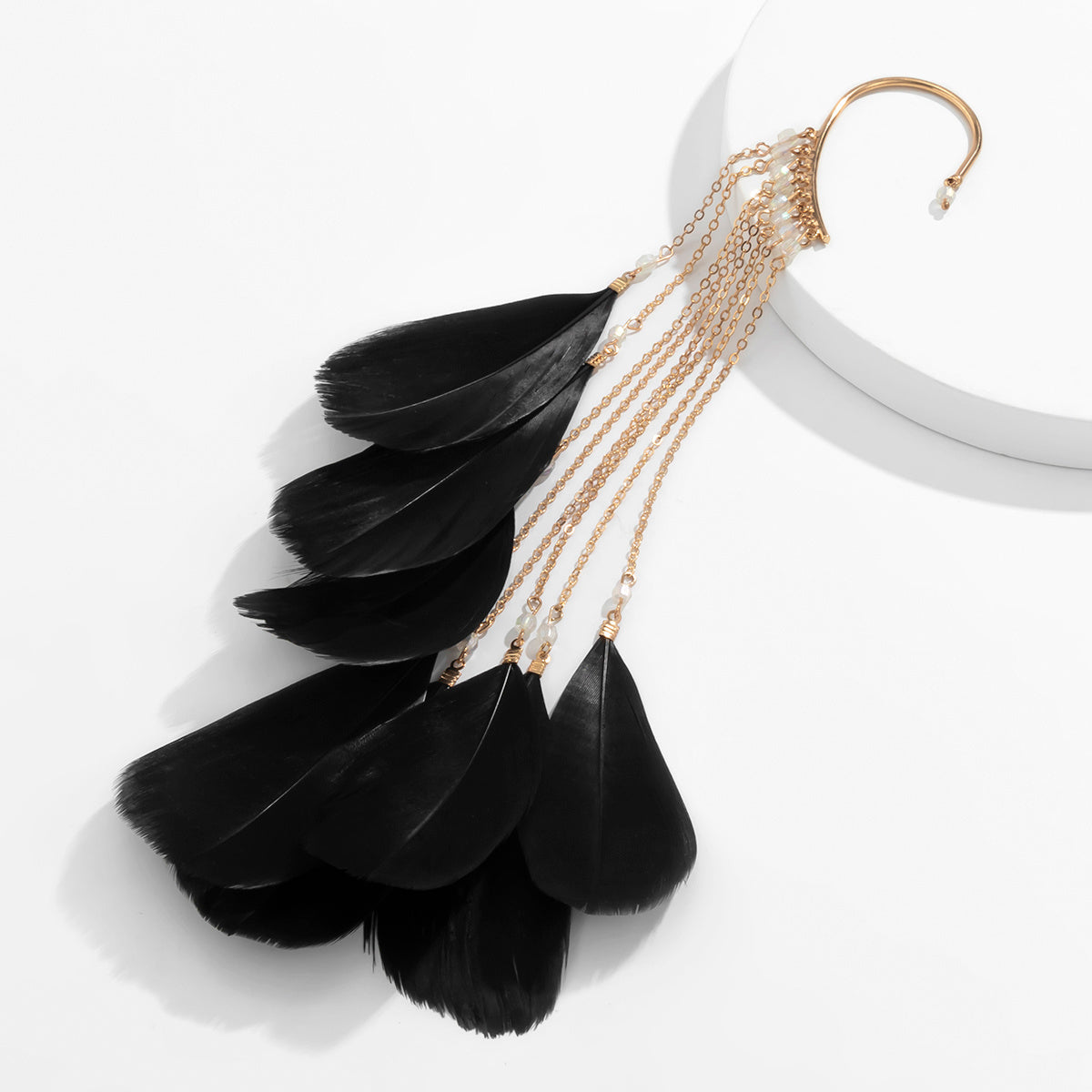 MAGNA Long Feather Tassel Ear Cuff Jewelry