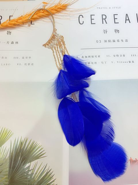 MAGNA Long Feather Tassel Ear Cuff Jewelry