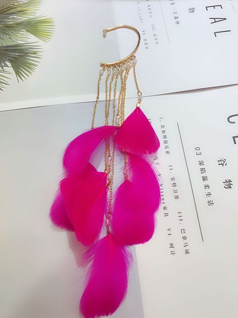 MAGNA Long Feather Tassel Ear Cuff Jewelry