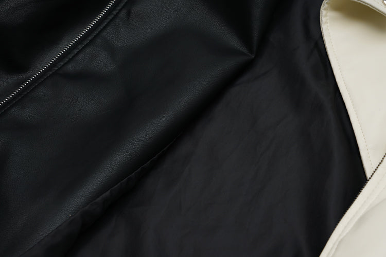 Yin Yang Vegan Leather Black and White Belted Jacket