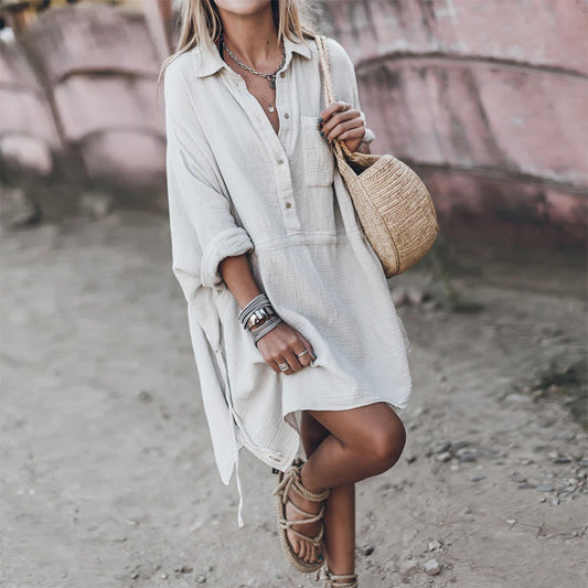 Naples Oversize Long Sleeve Shirt Dress