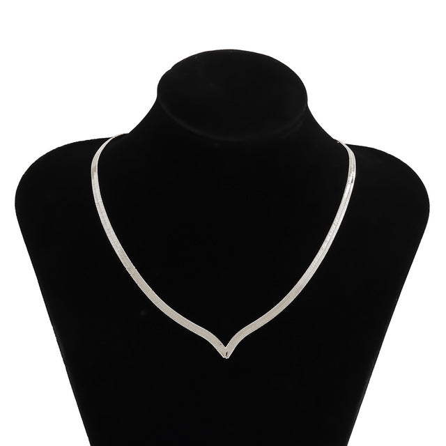 Lucia Herringbone Gold or Silver Elegant Necklace