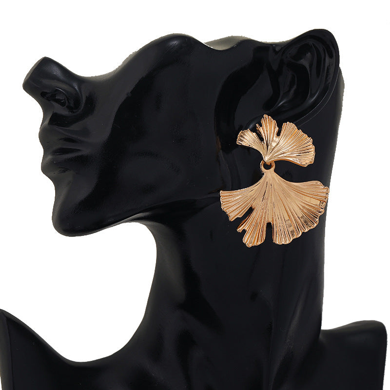 Fantasy Ginkgo Leaf Gold Earrings