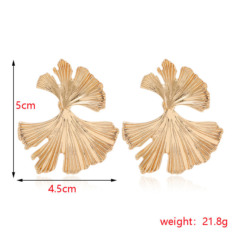 Fantasy Ginkgo Leaf Gold Earrings