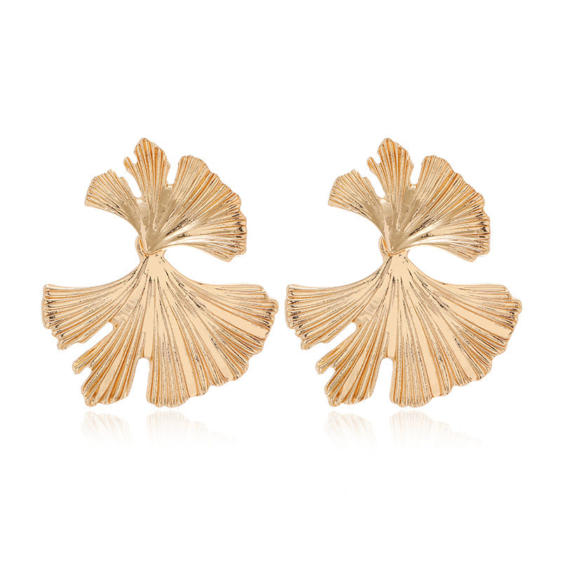 Fantasy Ginkgo Leaf Gold Earrings