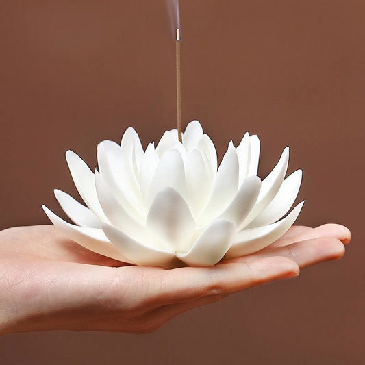 Ceramic White Lotus Incense Burner