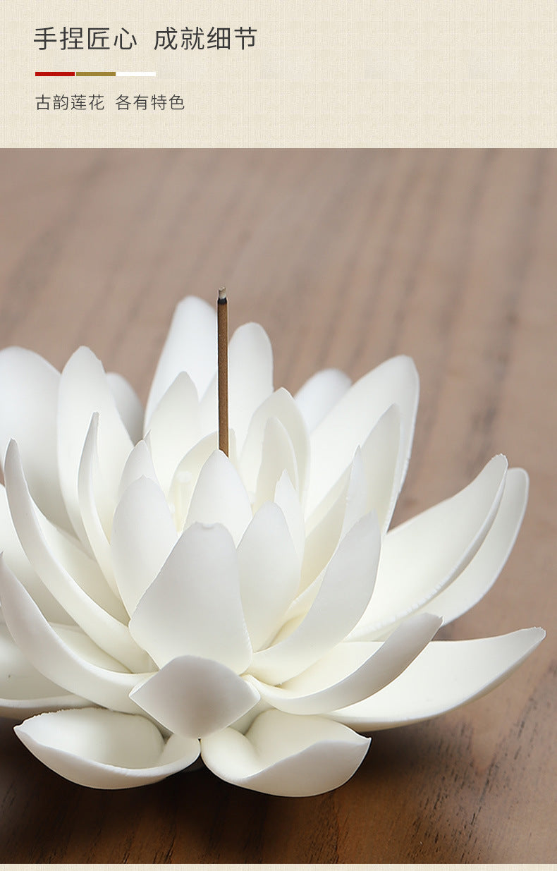 Ceramic White Lotus Incense Burner