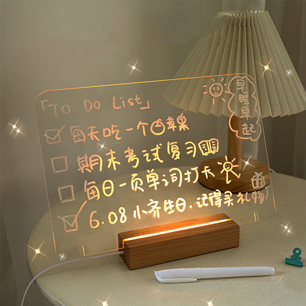 USB Acrylic Daily Moments Message Board With Wood Stand