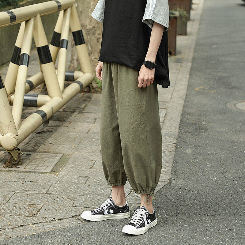 Harajuku Street Ankle-length Drawstring Bottom Cropped Pant