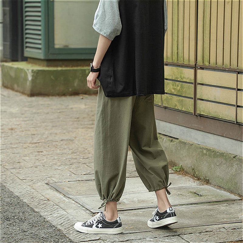 Harajuku Street Ankle-length Drawstring Bottom Cropped Pant